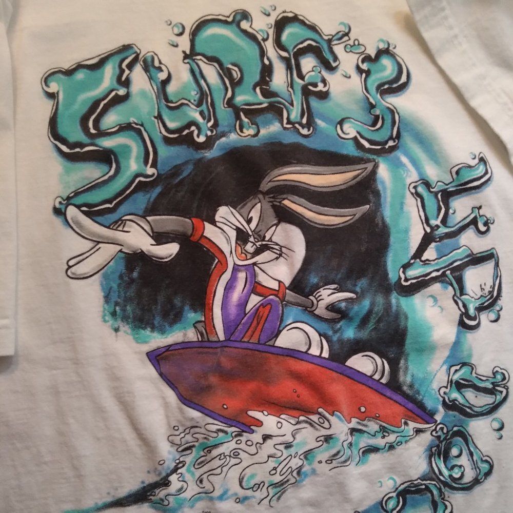 Vintage 90s Looney Tunes Bugs Bunny Surfs Up T-Shirt